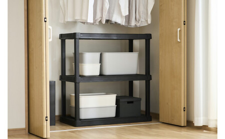 プラスチックラック3段 PLR-9143 ブラック