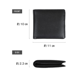 二つ折り財布 本革 BOX型 BLACK_B｜二つ折り
