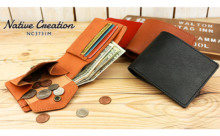 二つ折り財布 栃木レザー 本革 メンズ レディース 日本製 Native Creation NC3731M 財布 コンパクト 小銭入れ ブランド 革財布 牛革 奈良県大和郡山市 [納期1〜3ヶ月] B