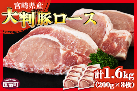 ＜宮崎県産 豚大判ロース 合計1.6kg＞翌月末迄に順次出荷 【豚肉 豚ロース カツ丼 豚丼 カツカレー ステーキ ソテー トンテキ とんかつ 厚切り 1枚200g 小分け お料理 おかず おつまみ 料理 アレンジ 夕食 夕飯 ご飯 食べて応援 国産 送料無料 1600グラム】【b0385_ty】