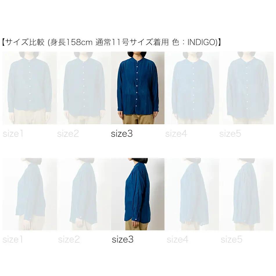 手染めシルクコットン切替シャツ サイズ3 BLACK（泥藍染）　AO039