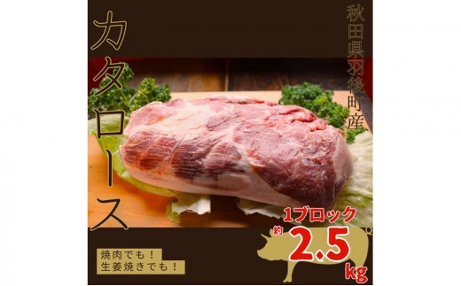 秋田県 羽後町産 豚肉 カタロース 1ブロック 2.5kg前後  [ 肉 豚 ポーク BBQ 豚カツ カツ ]