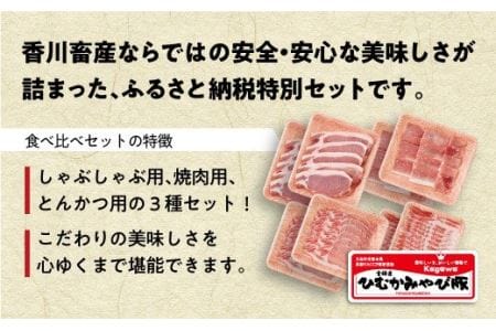 第56回天皇杯受賞企業「香川畜産」豚肉食べ比べセット2,200g【肉 豚肉 国産 九州産 宮崎県産 とんかつ 豚しゃぶ 焼肉 バラエティ豚肉セット】