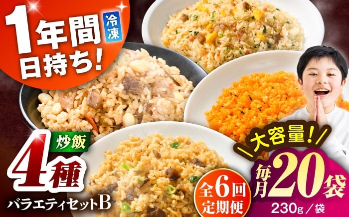 
            【全6回定期便】熊本県産 こだわり炒飯 バラエティセットＢ 計4.6kg(230g×20袋) / 冷凍食品 米飯 チャーハン 熊本県 焼きめし 炒飯 菊陽町【ユーユーフーズ株式会社】 [BHCS042]
          