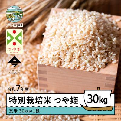 ふるさと納税 大石田町 新米 米 令和7年産 米 つや姫 30kg 大石田町産 特別栽培米 玄米 ks-tsgxa30