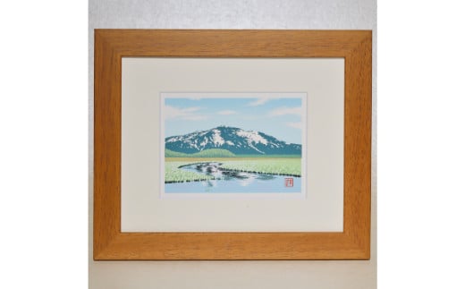 【ふるさと納税】版画 小暮真望作品 ＜水面の調べ(インチ)＞ | 額付 小川手漉和紙 日本版画会 芸術 美術 風景 自然 バージョン 美しい ギャラリー アーティスト アート ART 芸術 デザイン インテリア 限定版 芸術品 オリジナル 福島県 尾瀬ヶ原