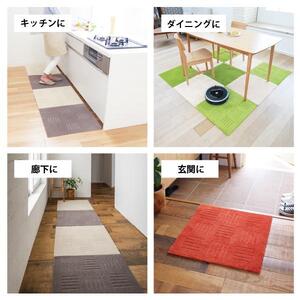 洗えるジョイントマット 60×60cm オレンジ 2枚組 ピタプラス 吸着 キッチンマット ラグ