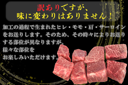 訳あり 黒毛和牛 常陸牛サイコロカット 1kg ( 500g × 2p ) （茨城県共通返礼品・茨城県産）ヒレ モモ 肩 サーロイン 角切り ブランド牛 銘柄牛 和牛 牛 牛肉 肉 サイコロステーキ 