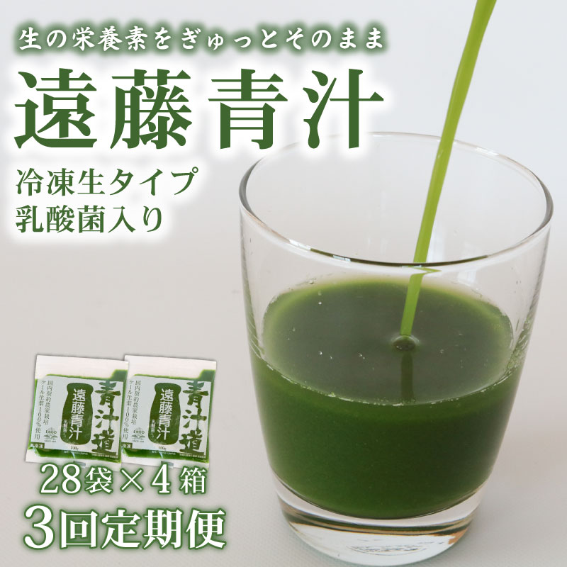 【ふるさと納税】 3ヶ月 定期便 遠藤青汁 生 冷凍 4箱 11.2kg 100g 112袋 健康 美容 乳酸菌 国産 ケール ビタミン ミネラル 食物繊維 冷凍 ロングセラー お試し青汁 遠藤青汁 新鮮 高知県 南国市