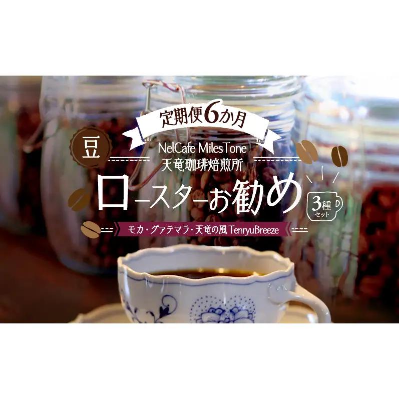 【定期便6か月】ロースターお勧め3種セット（モカ・グァテマラ・天竜の風　TenryuBreeze） 豆 コーヒー豆 珈琲豆 コーヒー 静岡 浜松市