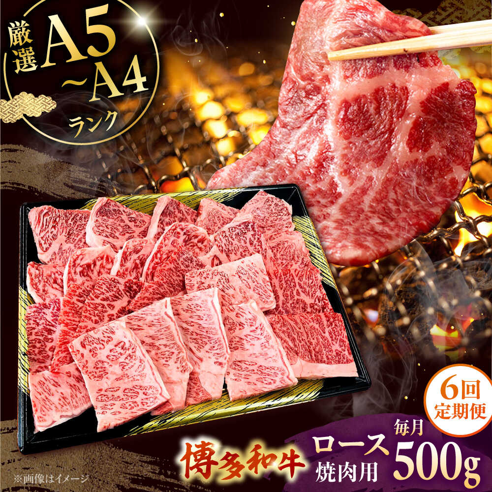【ふるさと納税】【全6回定期便】【数量限定 博多和牛】ロース 焼肉用 500g ▼ 牛肉 博多 和牛 極上 バーベキュー ブランド 国産 高級 高評価 特別 上質 桂川町/株式会社チクゼンヤ[ADBZ047]