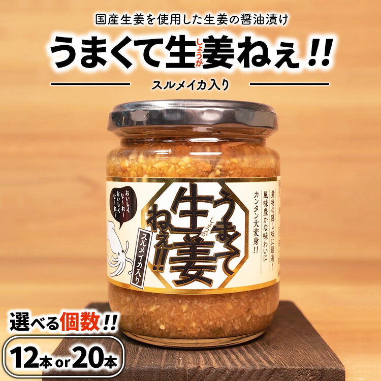 【ふるさと納税】【選べる個数】スルメイカ入りうまくて生姜ねぇ!! 【しょうが 国産 醤油漬け するめいか ごはんのお供 お弁当 調味料 おつまみ 肴 薬味 隠し味 猪苗代町 福島県】