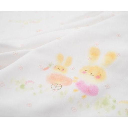 PGガーゼ　ブランケット 手描うさぎ親子 ベビー 赤ちゃん 用品 グッズ アイテム お出かけ 敷く 掛ける くるむ ガーゼケット コンパクト 外出 ベビーカー 上掛け 白 動物 _イメージ5