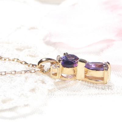 ふるさと納税 韮崎市 猫 ネックレス K18YG イエローゴールド アメジスト ダイヤモンド f267-am-k18yg |  | 03