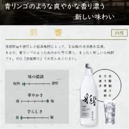 【本格焼酎】炭酸割りが好き　『彩響』　900ml×3本 A8-100_酒・アルコール 芋焼酎 焼酎 _【配送不可地域：離島】【1553851】