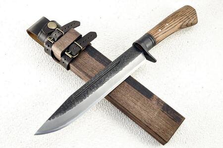 土佐鍛造ハンティングナイフ【ダマスカス15層青2鋼】両刃 240