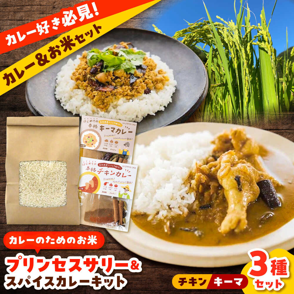 【ふるさと納税】【先行予約】【2025年10月初旬より順次発送】【50セット限定】25年度産 カレーのためのお米「プリンセスサリー」1kg×1袋【2種のカレーキット付き】 米 うるち米 代替米 島根県雲南市/出雲SPICE LAB.[AIAD004]
