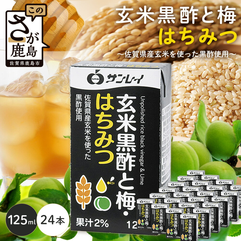 【ふるさと納税】玄米黒酢と梅はちみつ 125ml×24本 清涼飲料水 サンレイ 紙パック 飲料 飲み物 佐賀県 鹿島市 さわやか サッパリ 健康 美容 抗酸化作用 リピーター 美味しい 人気送料無料 B-153