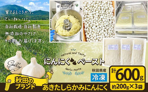 【ふるさと納税】【内容量が選べる！】あきたしらかみにんにく 冷凍ペースト 600g〜2.5kg 【40P3220・60P3218・150P3202】 にんにく ニンニク 東北 秋田 大館 国産 薬味 スタミナ 野菜 秋田県 大館市 送料無料【(株)gella】