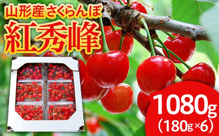 
            山形のさくらんぼ 紅秀峰 1080g(180g×6パック) Lサイズ以上 【令和8年産先行予約】FS25-520 くだもの 果物 フルーツ 山形 山形県 山形市 2026年産
          