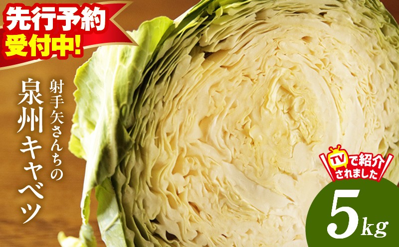 
            【先行予約】射手矢さんちの泉州キャベツ 5kg【2～5玉 新鮮 野菜 泉佐野産 やさい 射手矢農園 高評価 数量限定 TVで紹介！】
          