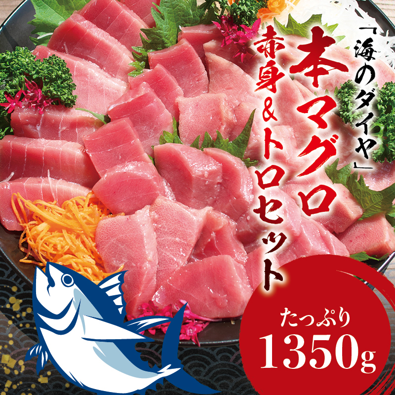 本マグロ（養殖）トロ＆赤身セット 1350g 【11月発送】【配達日指定不可】高級 クロマグロ  中トロ 中とろ 大トロ 大とろ まぐろ マグロ 鮪 刺身 赤身 柵 じゃばらまぐろ 本マグロ 本鮪【nks111C-11】