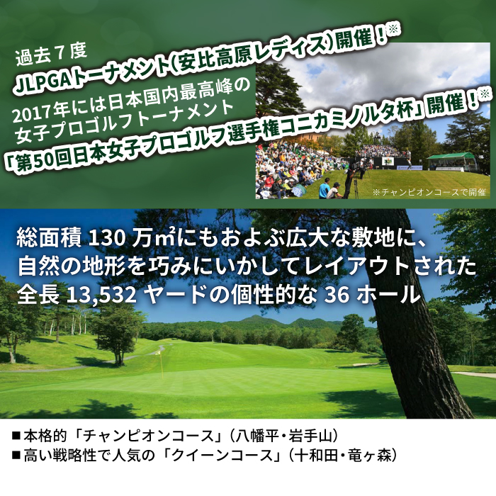 【安比高原ゴルフクラブ】チャンピオンコース（土日祝ゴルフプレー利用券／1名様）／ゴルフ CC 安比高原 大自然 プロゴルフ