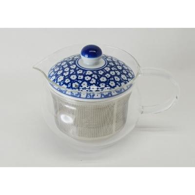 ふるさと納税 長崎県 【波佐見焼】SS茶こしガラスポット ブルーミルク  【西海陶器】 1 73588