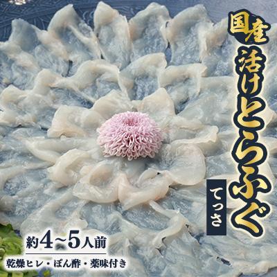 ふるさと納税 富田林市 【冷蔵】国産活けとらふぐてっさ・ひれセット　約4〜5人前　ヒレ酒も楽しめます!【配送不可エリア注意】