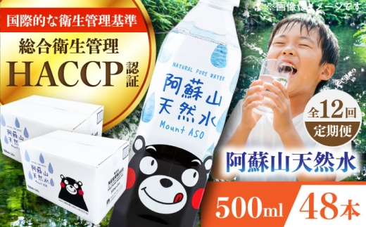 【全12回定期便】阿蘇山天然水 500ml 計48本(24本×2ケース)  / 天然水 ミネラルウォーター 水 飲料水 防災 備蓄 ペットボトル 500ml 国産 長期保存 天然水 ミネラルウォーター 水 飲料水 阿蘇の天然水 熊本県 菊陽町【丸富産業株式会社】 [BHDG018]