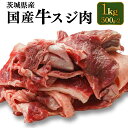 【ふるさと納税】国産 牛スジ肉 500g×2 合計1kg【小分け 茨城県産 牛すじ煮込み おでん カレー 冷凍】