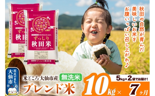 米《定期便7ヶ月》米どころ 秋田県大仙市産 ブレンド米【無洗米】10kg（5kg×2袋） [米 お米 こめ 白米 無洗米 ブレンド米 小分け ご飯 ごはん 米どころ 秋田県産 大仙市]