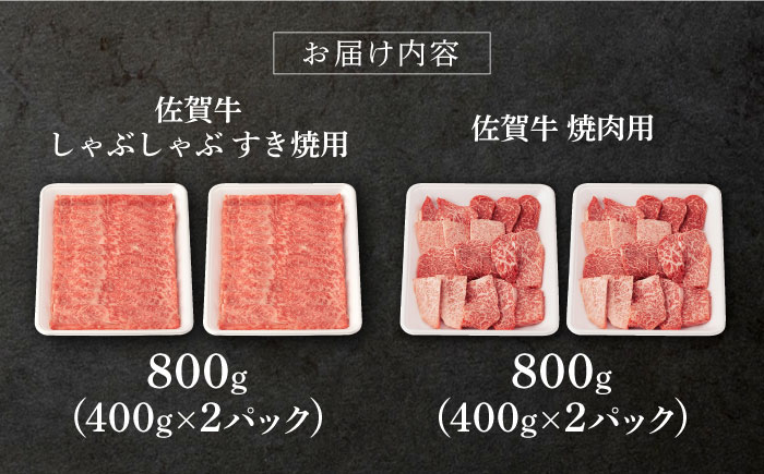 【2025年11月発送】佐賀牛 A5 堪能セット (しゃぶしゃぶ すき焼き用 ・ 焼肉用) 計1.6kg(400g×4P) 【桑原畜産】 [NAB098] 牛肉 佐賀県産 黒毛和牛  すきやき 焼肉 