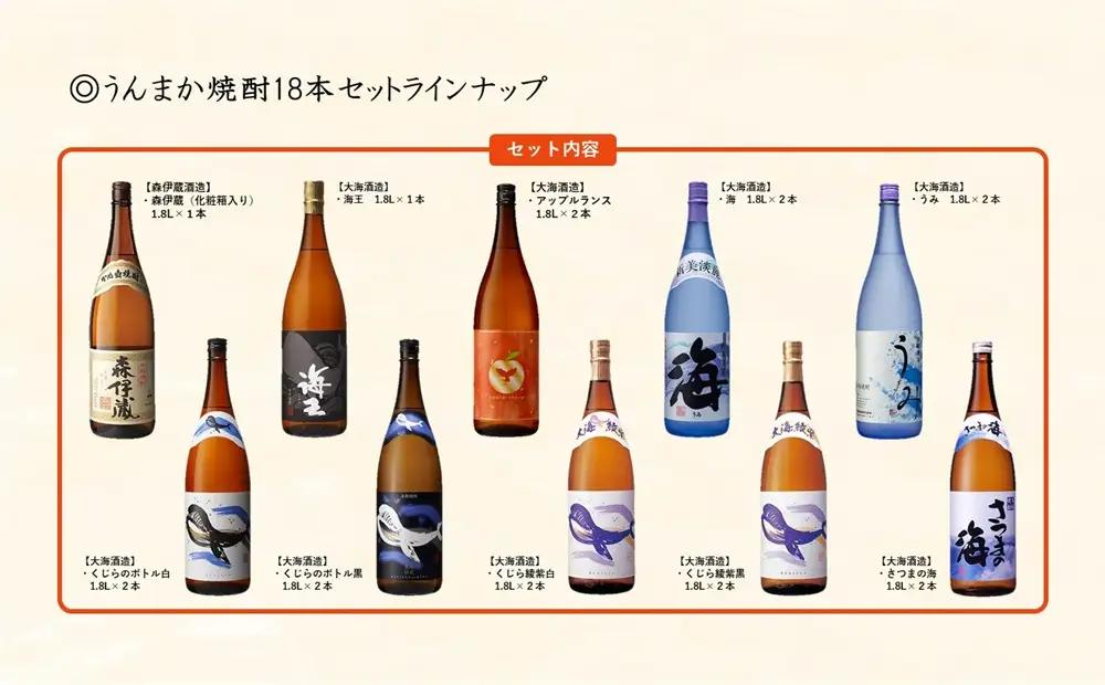 J19-3331／うんまか焼酎 18本セット(各1.8L×18本)