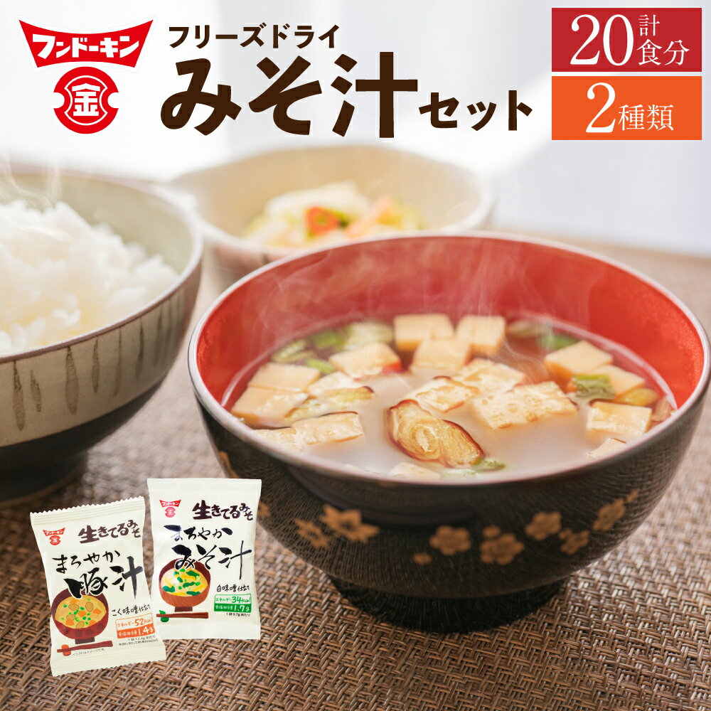 【ふるさと納税】フンドーキン フリーズドライ 豚汁・みそ汁 セット 計20個（各10個） 味噌汁 トン汁 とん汁 みそ 味噌 豚肉 お肉 ねぎ ネギ 野菜 お湯を注ぐだけ 簡単 かんたん スープ 即席 インスタント食品 和食 手軽 非常食 保存食 大分県 臼杵市 送料無料