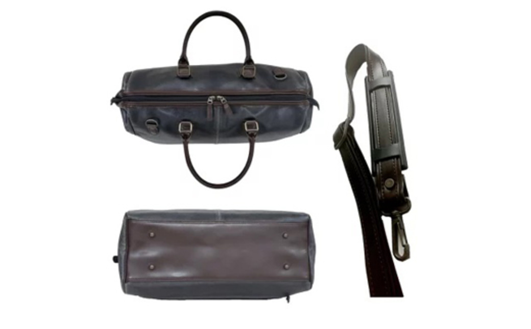 白化合皮 筒形ボストン キャメル 10440-10 / 平野鞄 ボストンバッグ トラベルバッグ 旅行カバン 両開きファスナー 1泊 チャックダレス 旅行 出張 ゴルフ ジム レトロ ヴィンテージ おし