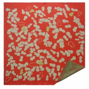 正絹縮緬友禅風呂敷 瓢箪 (赤) 約45cm×47cm【1320353】