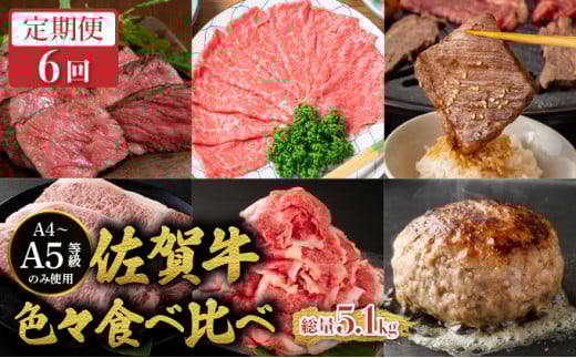 ＜定期便6回＞佐賀牛色々食べ比べ／ 佐賀牛 国産和牛 大町町 焼肉 肉 お肉 にく 国産 佐賀牛 切り落とし ステーキ 贈り物 ギフト 佐賀県 冷凍 焼き肉 牛肉