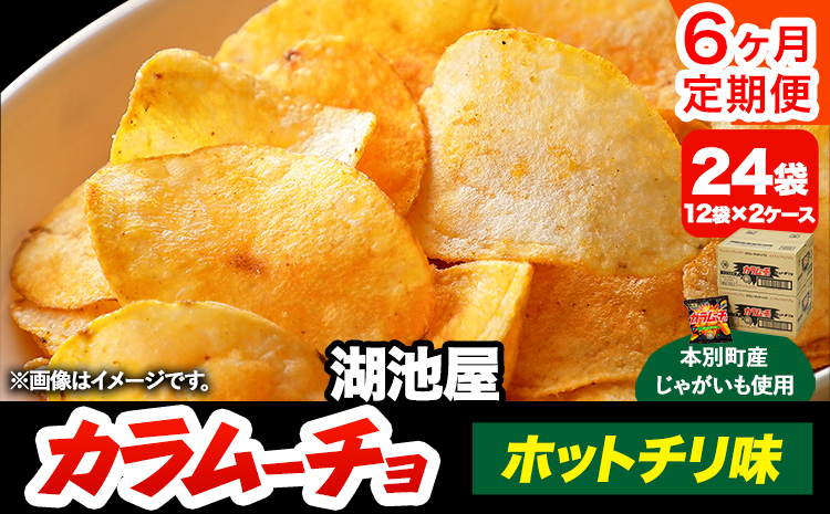 6ヶ月定期便 湖池屋「カラムーチョチップス」12袋×2箱 計6回お届け 定期便 本別町観光協会 送料無料《お申込み月の翌月から出荷開始》北海道 本別町 ポテト ポテトチップス 菓子 スナック スナック菓子