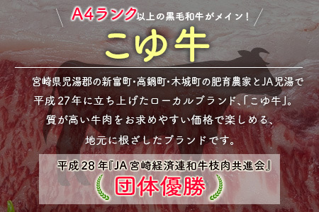 宮崎黒毛和牛『こゆ牛』3種食べ比べ 焼肉セット 計600g（カルビ・モモ・バラ）各200g A4等級以上【C404】