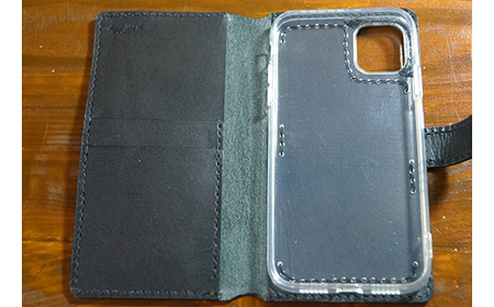 本革製手帳型iPhoneカバー（iphone11用）　ダークブラウン  F6L-264