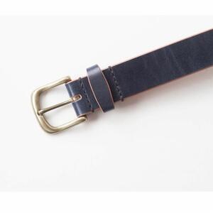 【minca】幅35mmベルト/32インチ  栃木レザーの希少な「ハーネスレザー」使用の贅沢な1枚革のレザーベルト/ネイビー/HL-B02/NAVY/minca　575