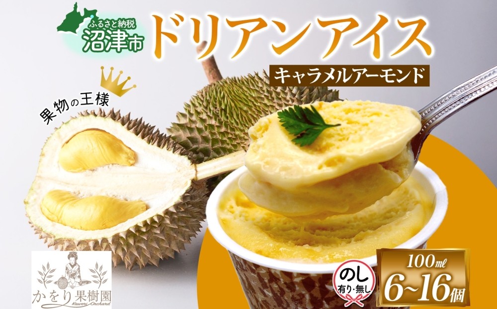 
                   無地熨斗 あり なし 選べる ドリアン ココナッツ キャラメルアーモンド アイスクリーム 100ml 6個 〜 16個 濃厚 ココナッツミルク スイーツ お菓子 ソフトクリーム おやつ デザート ご当地アイスセット 詰め合わせ お取り寄せ ギフト お返し かをり果樹園 静岡県 沼津市
                