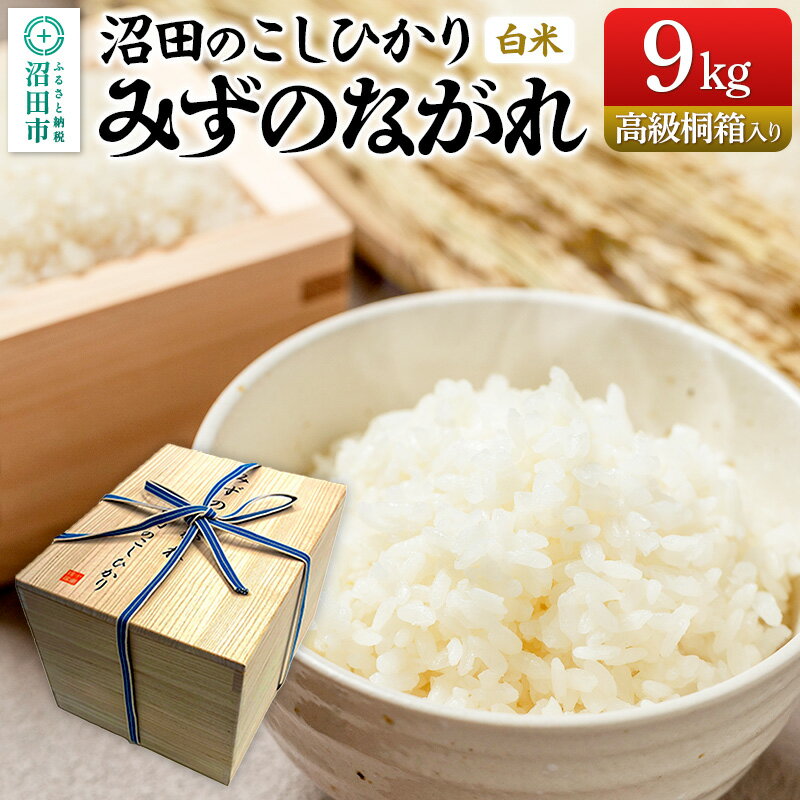 【ふるさと納税】令和7年産《高級桐箱入り》沼田のこしひかり「みずのながれ」9kg×1箱 群馬県沼田市産 精米 白米 コシヒカリ
