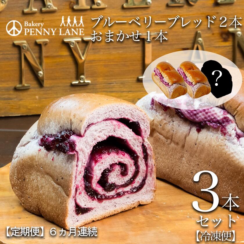 【ふるさと納税】【6ヵ月定期便】ペニーレインのブルーベリーブレッド2 本＋ おまかせ 1本セット | 茨城県 つくば市 パン パン屋 茨城県 つくば市 ブルーベリー 冷凍パン お取り寄せ 人気 おすすめ ベーカリー グルメ プレゼント レストラン ドッグラン 定期便 冷凍 冷凍便