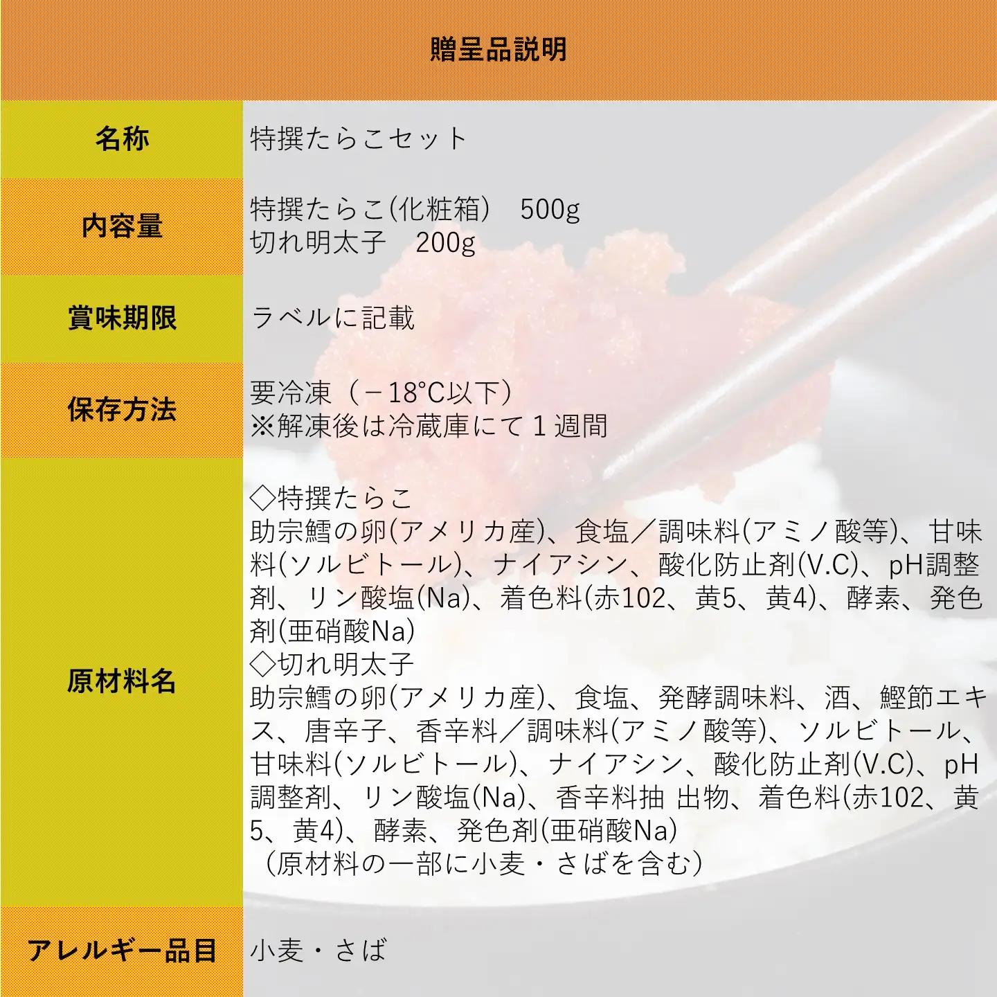 【FN】特撰たらこセット ～古平町から直送～