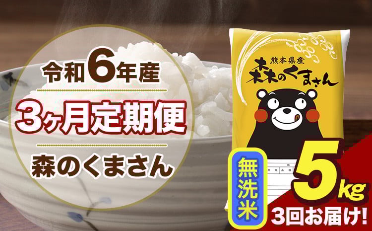 
            令和6年産 森のくまさん 無洗米 5kg 5kg×1袋 計3回お届け 《お申し込み月の翌月から出荷開始》 お米 こめ 熊本県産 ご飯 備蓄
          