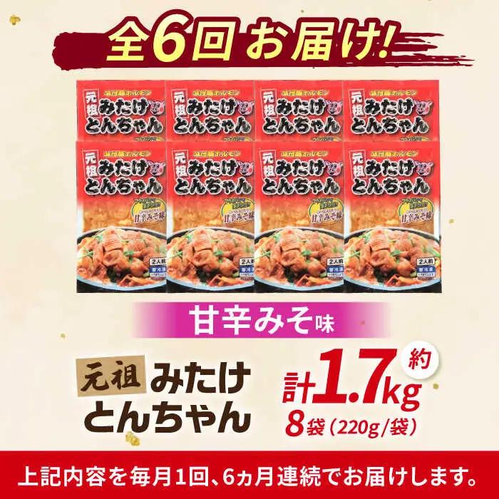 【6回定期便】「元祖みたけとんちゃん」甘辛みそ味 8袋（16人前）[AVAA074]ホルモンモツ