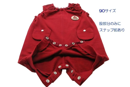 TENTOUMUSHI パイルワッペンロンパース・赤・90サイズ｜子供 服 赤ちゃん ベビー スナップ 釦 ボタン 肩ひも 綿 国産 日本製 お祝い てんとう虫 [0808]