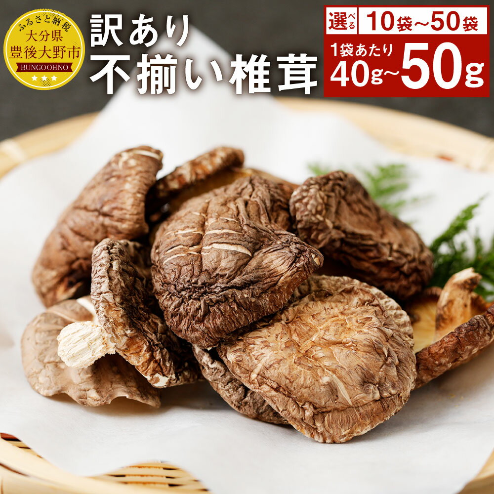 【ふるさと納税】訳あり 不揃い椎茸 ＜選べる＞ 10袋 50袋 セット 1袋40g 50g 12000円 1万2000円 椎茸 乾燥シイタケ 乾椎茸 しいたけ おすそ分け 小分け 大分県産 九州産 送料無料【2025年4月上旬以降順次発送】